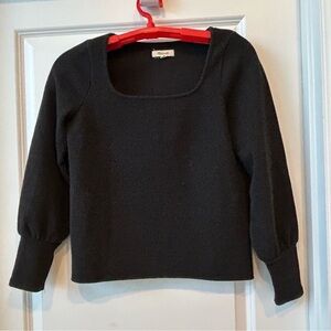 Madewell Black Square Neck Long Sleeve Ribbed Top Sz S READ Casual